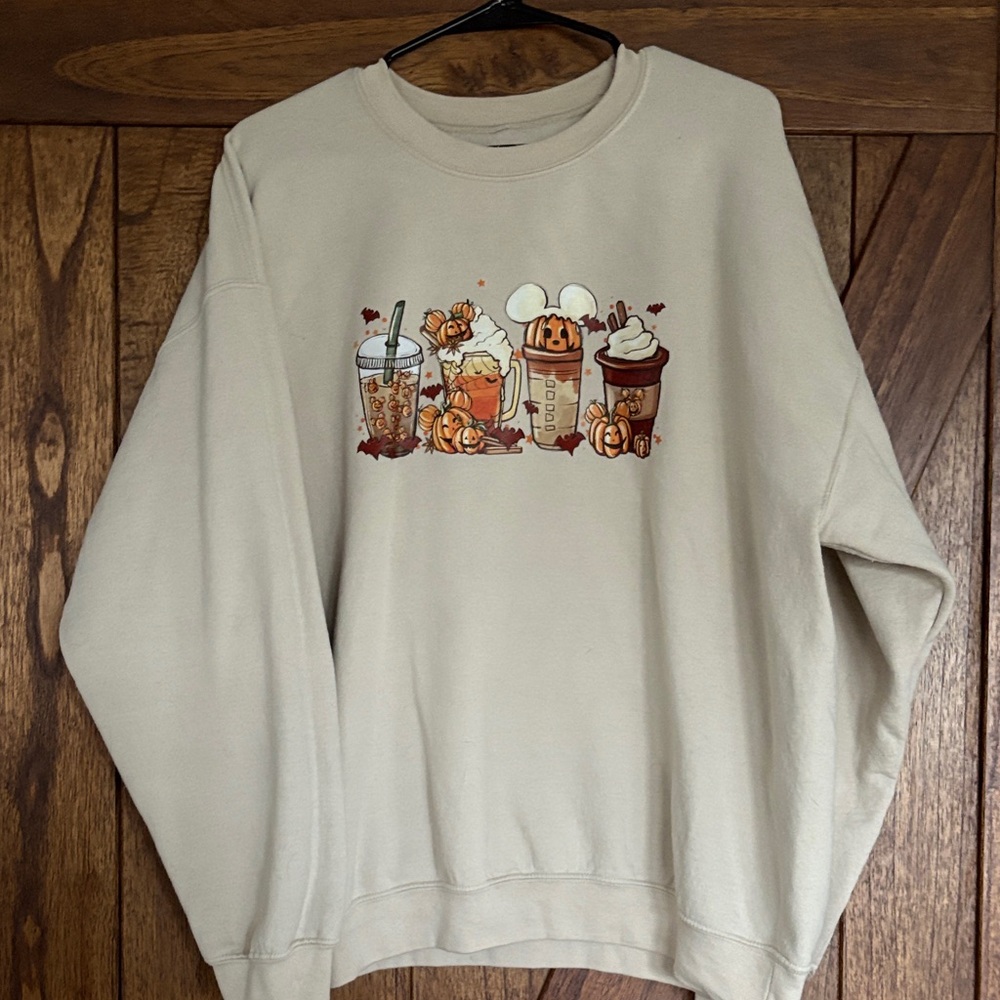 Cream Graphic Coffee Sweatshirt